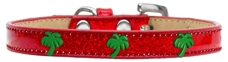 Green Palm Tree Widget Dog Collar Red Ice Cream Size 10